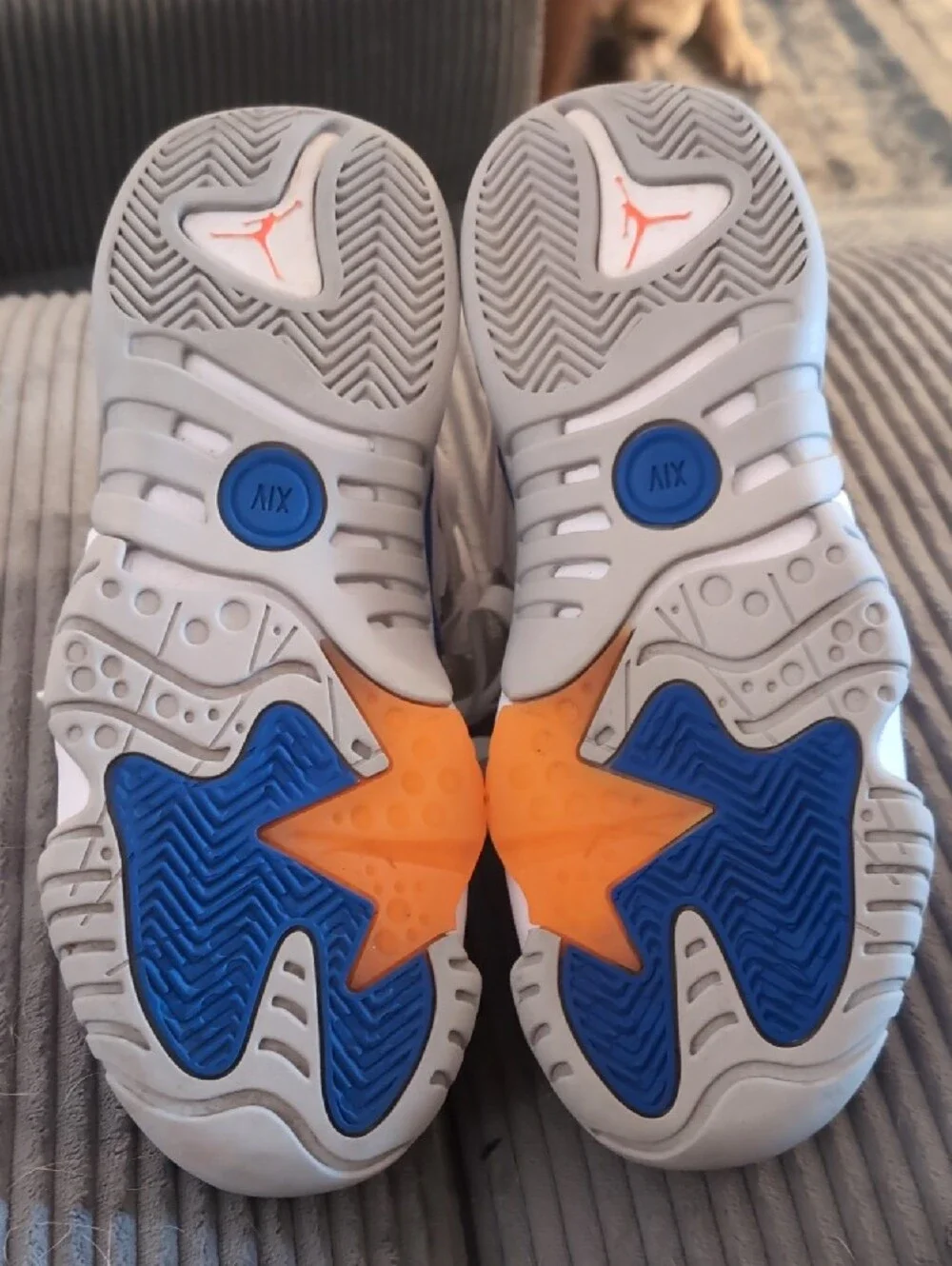 Jordan Kids White, Blue & Orange High-Top Sneakers